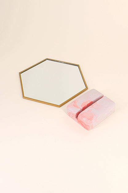 Mirror with ceramic stone base